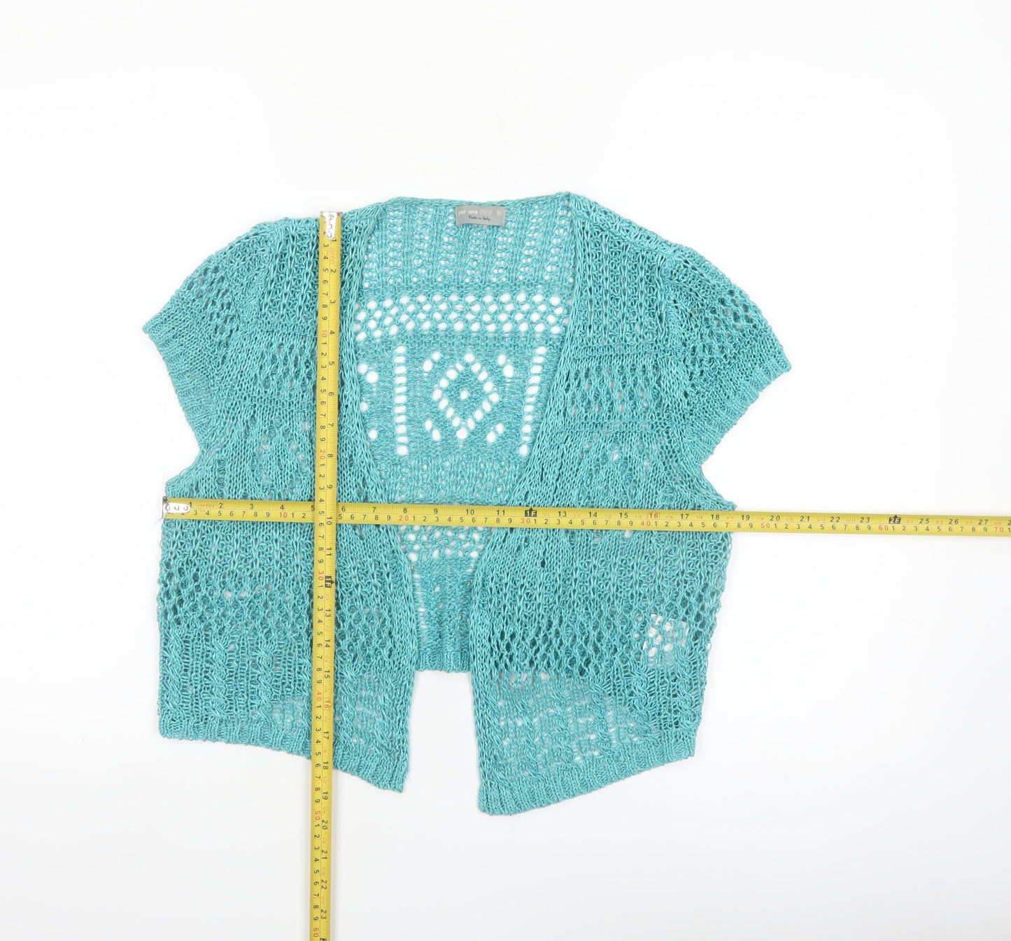 Marks and Spencer Women Blue Size 16 Open Knit Short Sleeve Cardigan