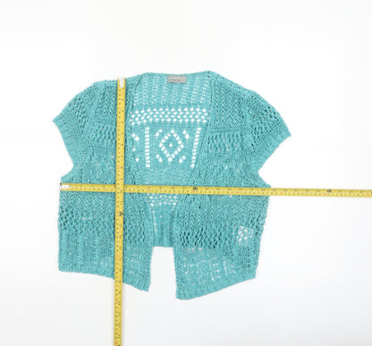 Marks and Spencer Women Blue Size 16 Open Knit Short Sleeve Cardigan