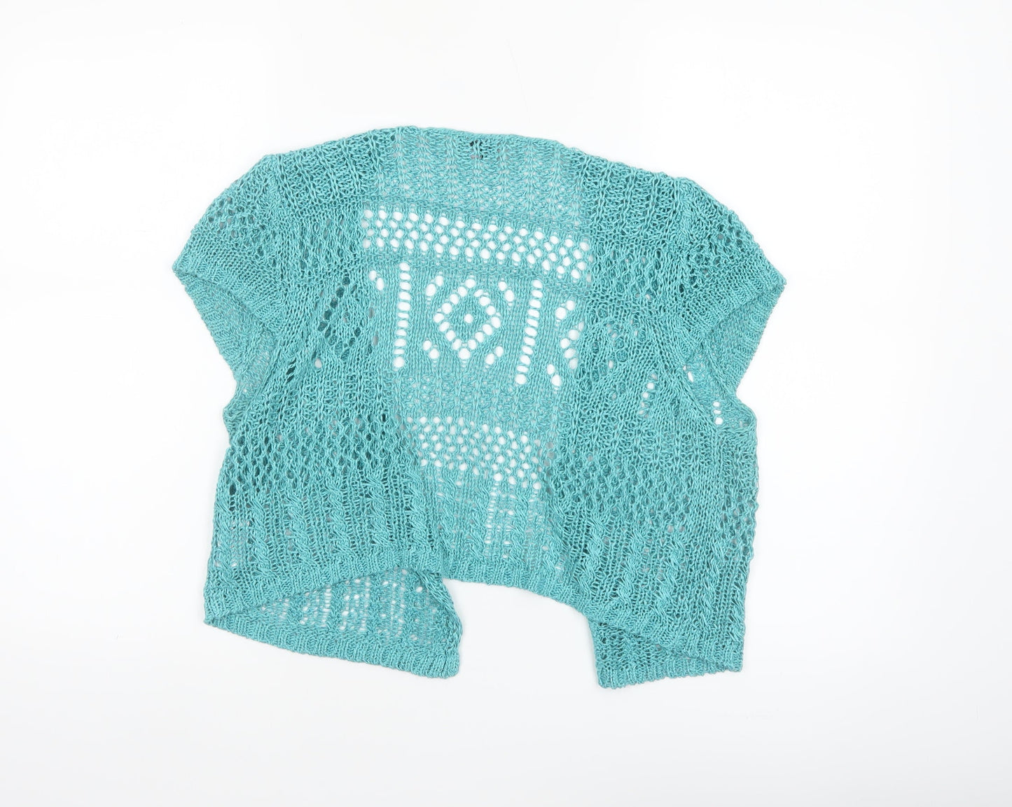 Marks and Spencer Women Blue Size 16 Open Knit Short Sleeve Cardigan