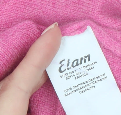Etam Women’s Pink 100% Cashmere V-Neck Jumper L