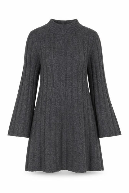 F&F Women’s Grey Knit Jumper Dress M Long Sleeve High Neck