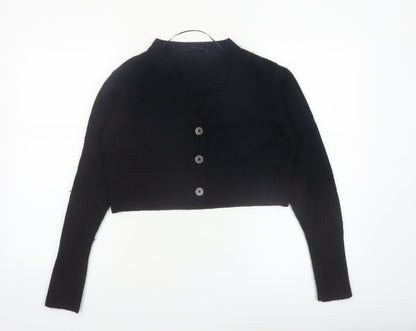 AllSaints Women's Black Wool Cashmere V-Neck Cardigan Size L