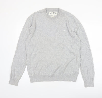 Jack Wills Men's Grey Cotton Crew Neck Pullover Jumper Size L