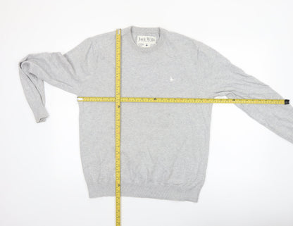 Jack Wills Men's Grey Cotton Crew Neck Pullover Jumper Size L