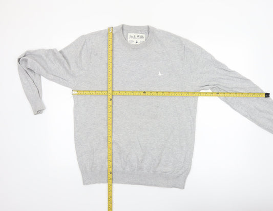 Jack Wills Men's Grey Cotton Crew Neck Pullover Jumper Size L