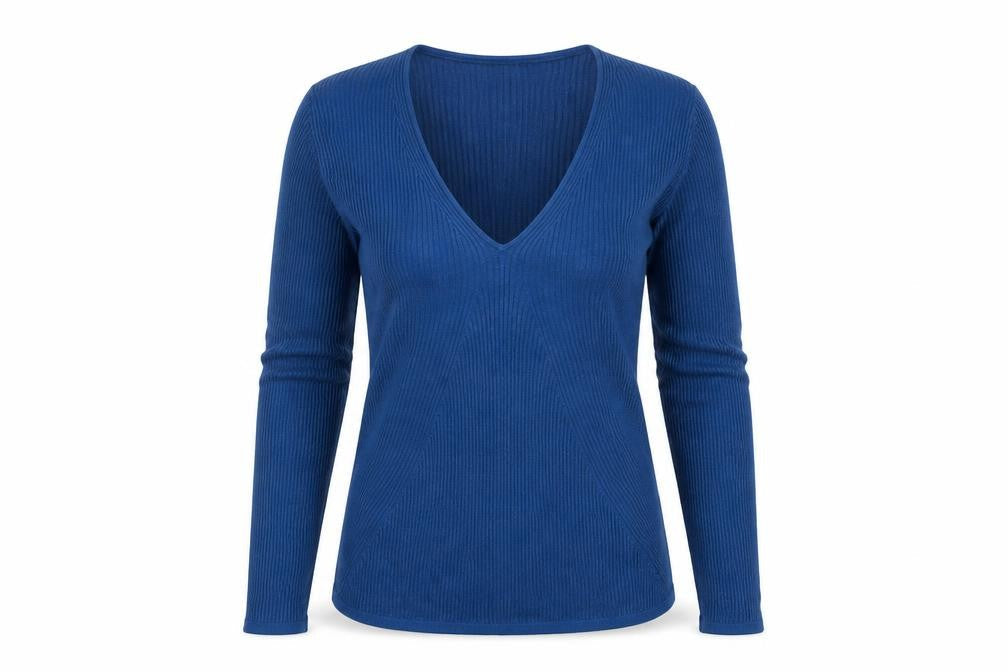 Jigsaw Women’s Blue Silk Blend V-Neck Long Sleeve Pullover Jumper M