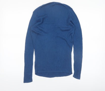 Jigsaw Women’s Blue Silk Blend V-Neck Long Sleeve Pullover Jumper M