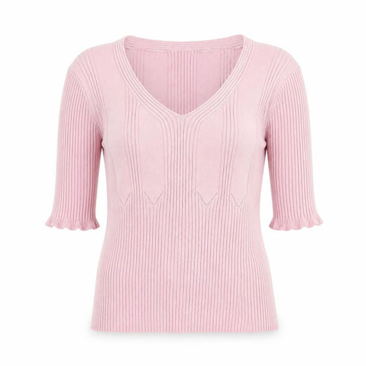 Laura Ashley Women’s Pink Cotton V-Neck Knit Blouse XL
