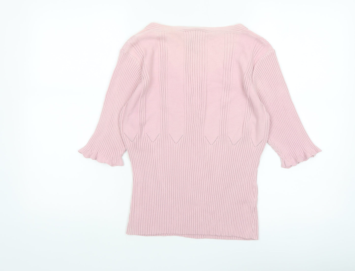 Laura Ashley Women’s Pink Cotton V-Neck Knit Blouse XL