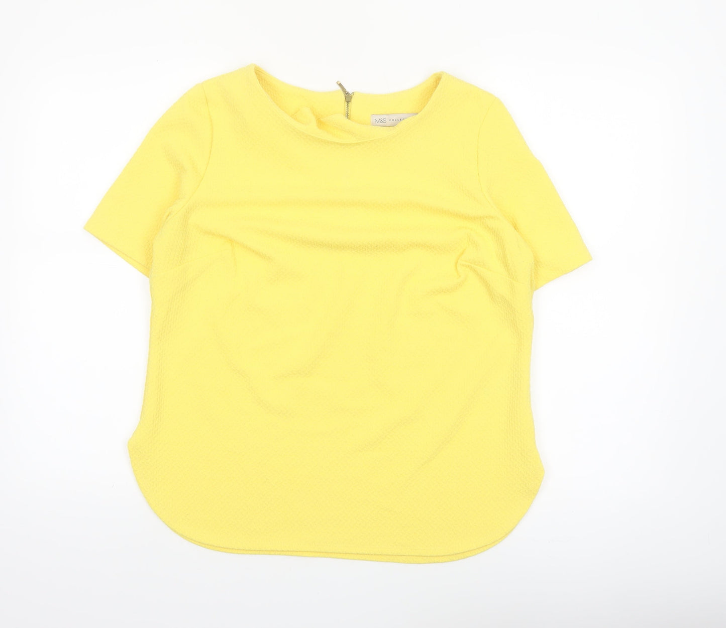 Marks and Spencer Women’s Yellow Short Sleeve Zip Back Blouse Size 14
