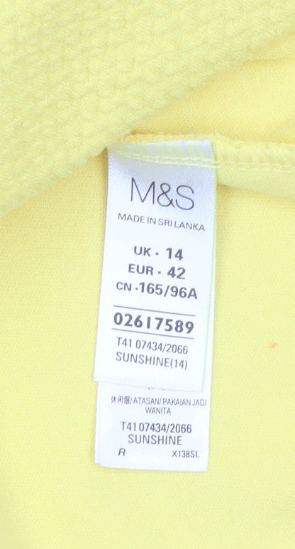 Marks and Spencer Women’s Yellow Short Sleeve Zip Back Blouse Size 14