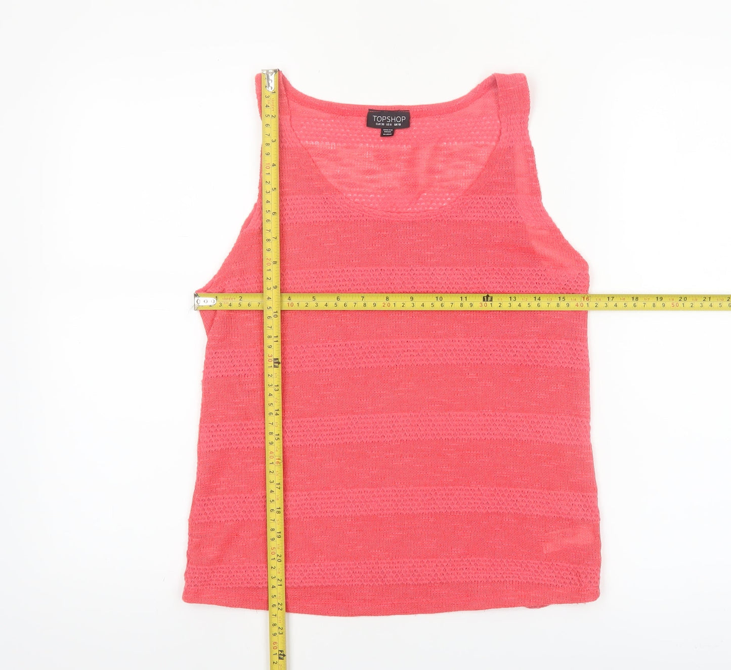 Topshop Women’s Pink Knit Sleeveless Tank Top Size 10