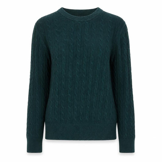 Uniqlo Womens Green Cable-Knit Crew Neck Jumper Size S