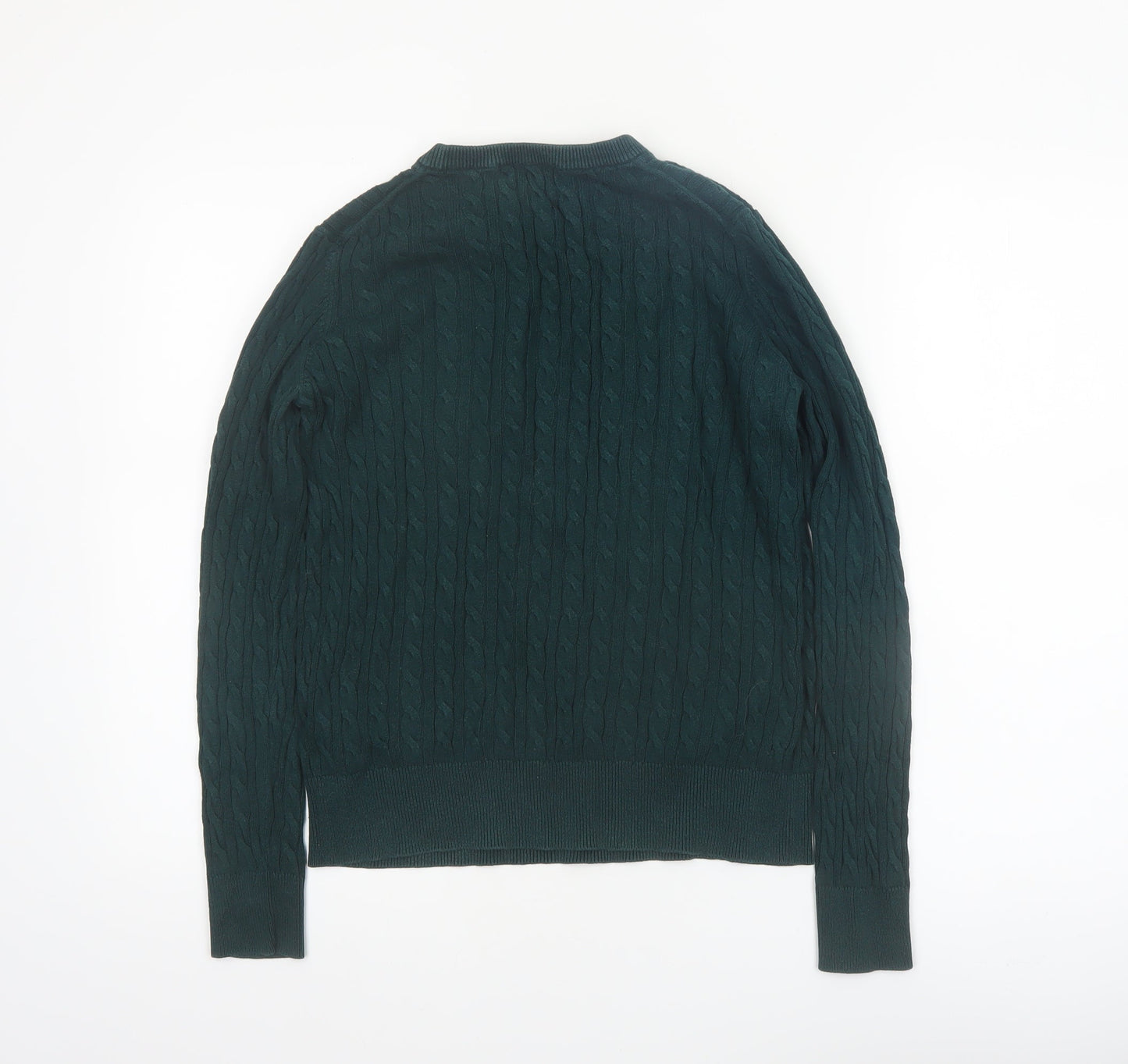 Uniqlo Womens Green Cable-Knit Crew Neck Jumper Size S