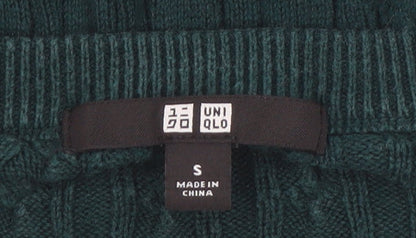 Uniqlo Womens Green Cable-Knit Crew Neck Jumper Size S