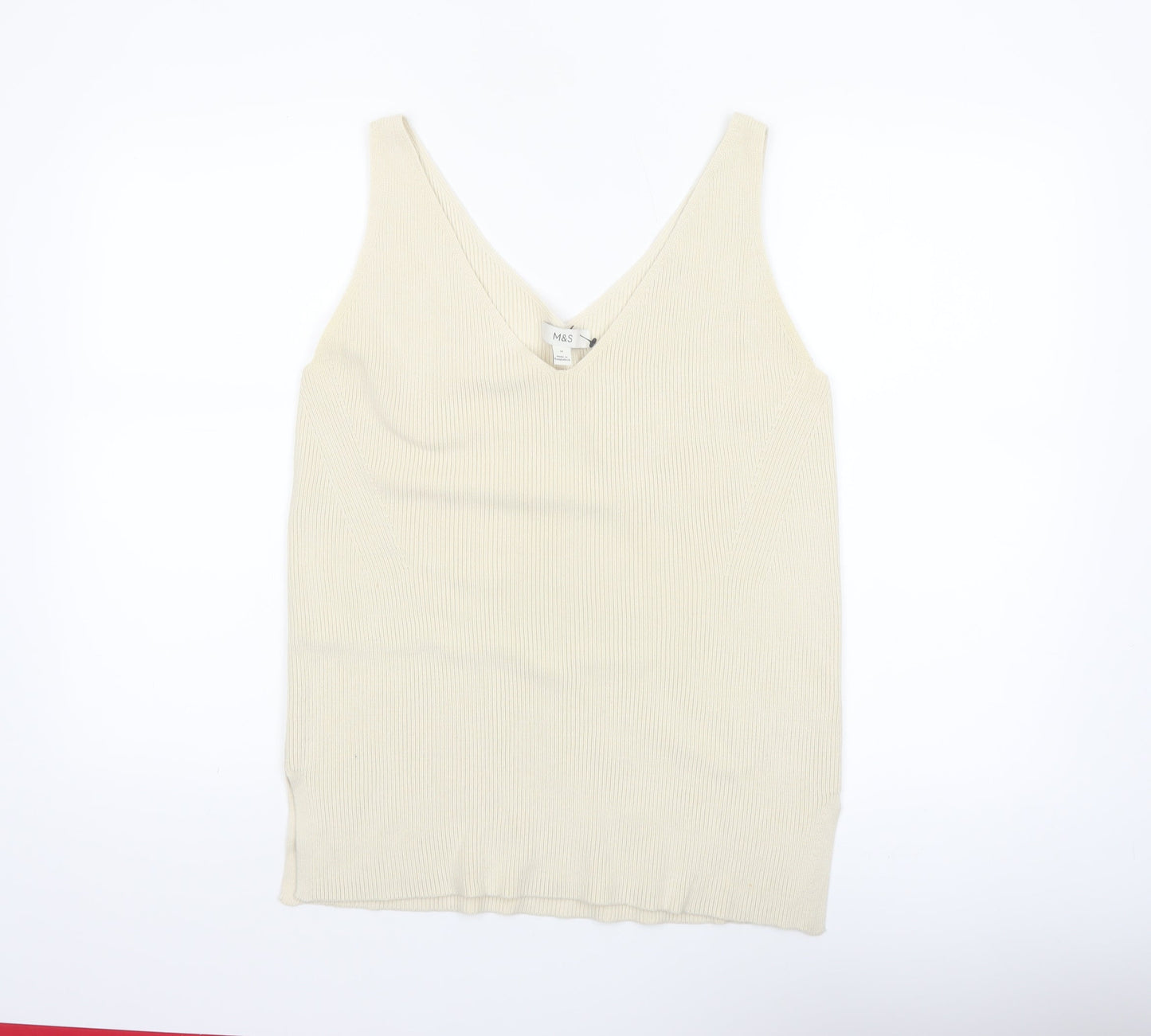 Marks and Spencer Women's Beige Knit V-Neck Camisole Tank Top M