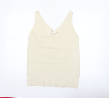 Marks and Spencer Women's Beige Knit V-Neck Camisole Tank Top M