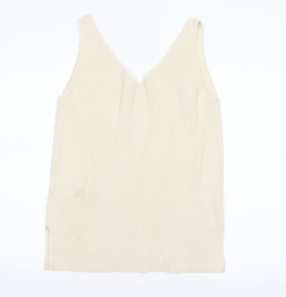 Marks and Spencer Women's Beige Knit V-Neck Camisole Tank Top M