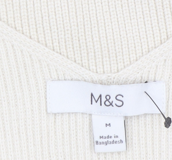 Marks and Spencer Women's Beige Knit V-Neck Camisole Tank Top M
