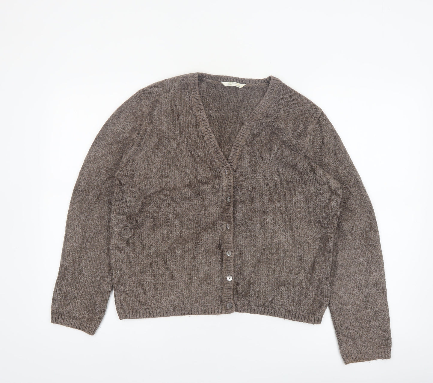 Marks and Spencer Women Brown V-Neck Long Sleeve Cardigan Size 12