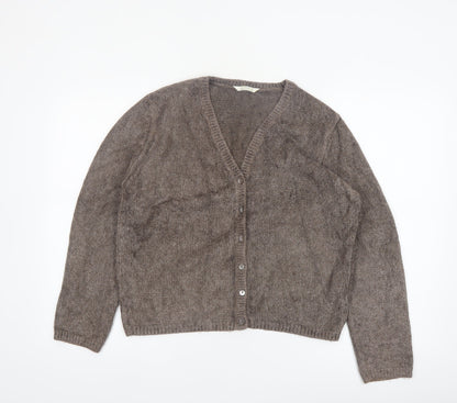 Marks and Spencer Women Brown V-Neck Long Sleeve Cardigan Size 12