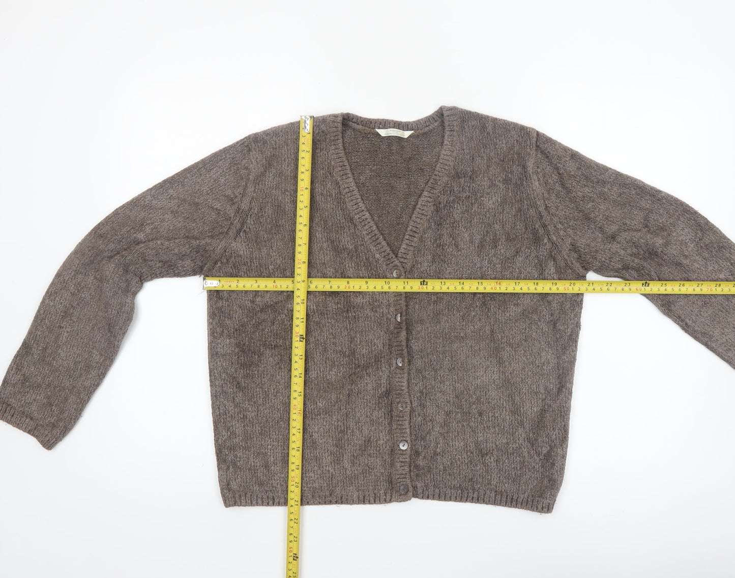 Marks and Spencer Women Brown V-Neck Long Sleeve Cardigan Size 12