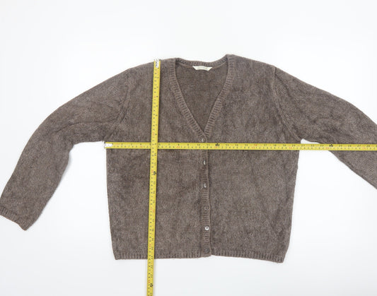 Marks and Spencer Women Brown V-Neck Long Sleeve Cardigan Size 12