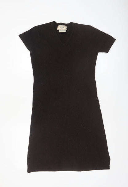 Laura Ashley Women’s Black Wool V-Neck Knee Length Bodycon Dress M