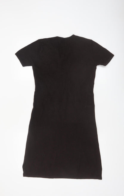 Laura Ashley Women’s Black Wool V-Neck Knee Length Bodycon Dress M