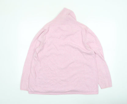 Quba & Co Women Pink Size 14 Roll Neck Jumper Long Sleeve Cotton Knit