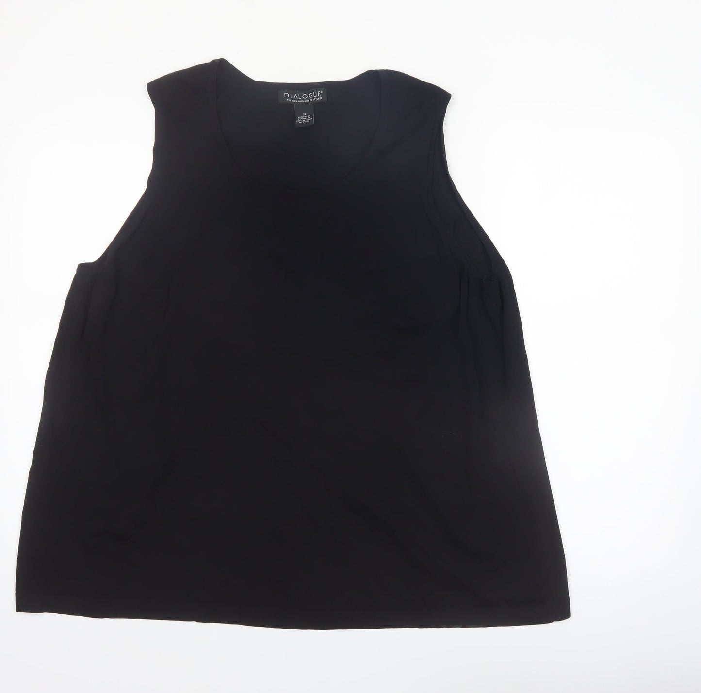 Dialogue Women's Black Plus Size 2X Sleeveless Stretch Tank Top