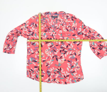 Maine New England Women's Pink Floral Viscose Tunic Blouse Size 16
