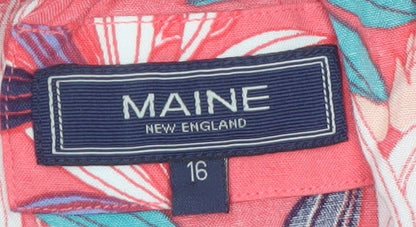 Maine New England Women's Pink Floral Viscose Tunic Blouse Size 16