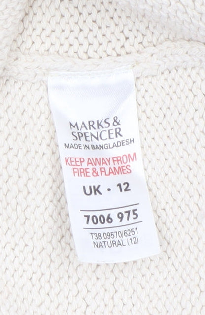 Marks and Spencer Women’s Beige Collared Cardigan UK 12 Knit