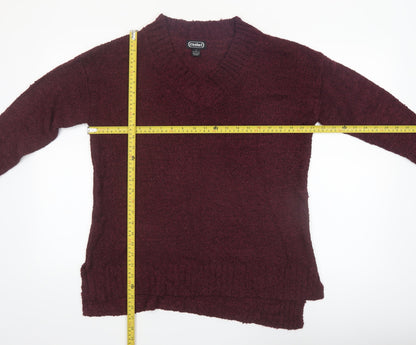 Cashel Womens Red V-Neck Knit Pullover Jumper Size S