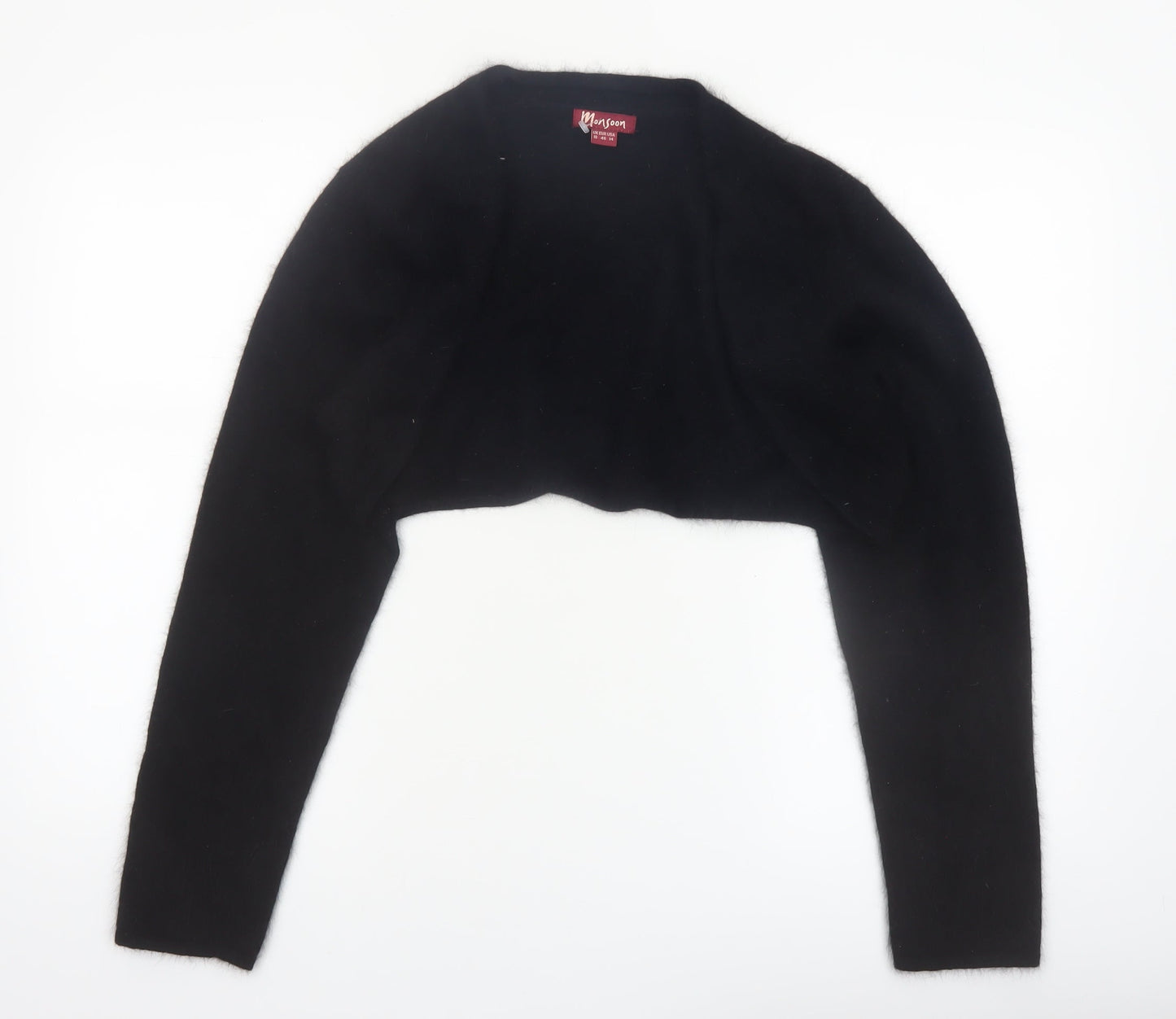 Monsoon Women Black Angora Knit Shrug Size 18 Long Sleeve