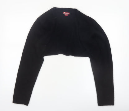 Monsoon Women Black Angora Knit Shrug Size 18 Long Sleeve