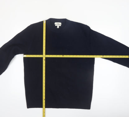 Marks and Spencer Men's Blue Wool Blend Crew Neck Jumper Size M