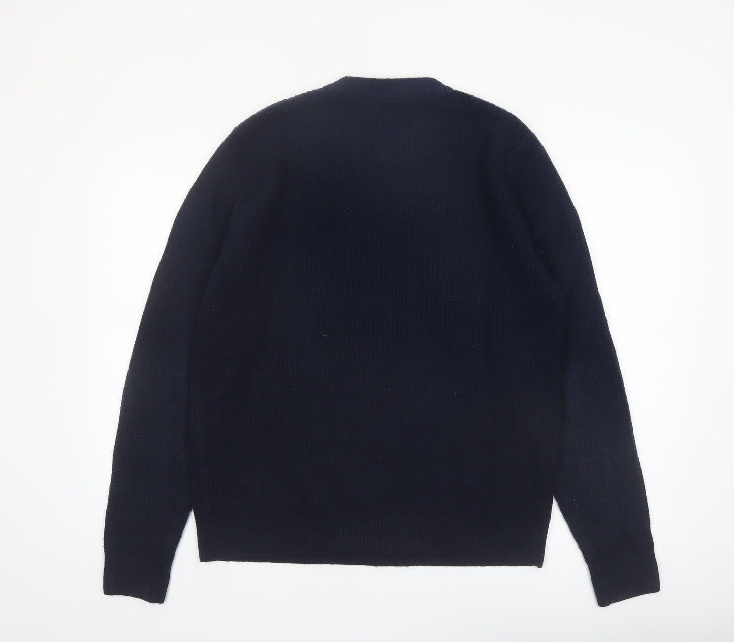 Marks and Spencer Men's Blue Wool Blend Crew Neck Jumper Size M