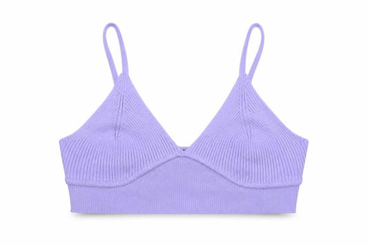 QED London Women's Purple Ribbed Knit Camisole Tank Top S