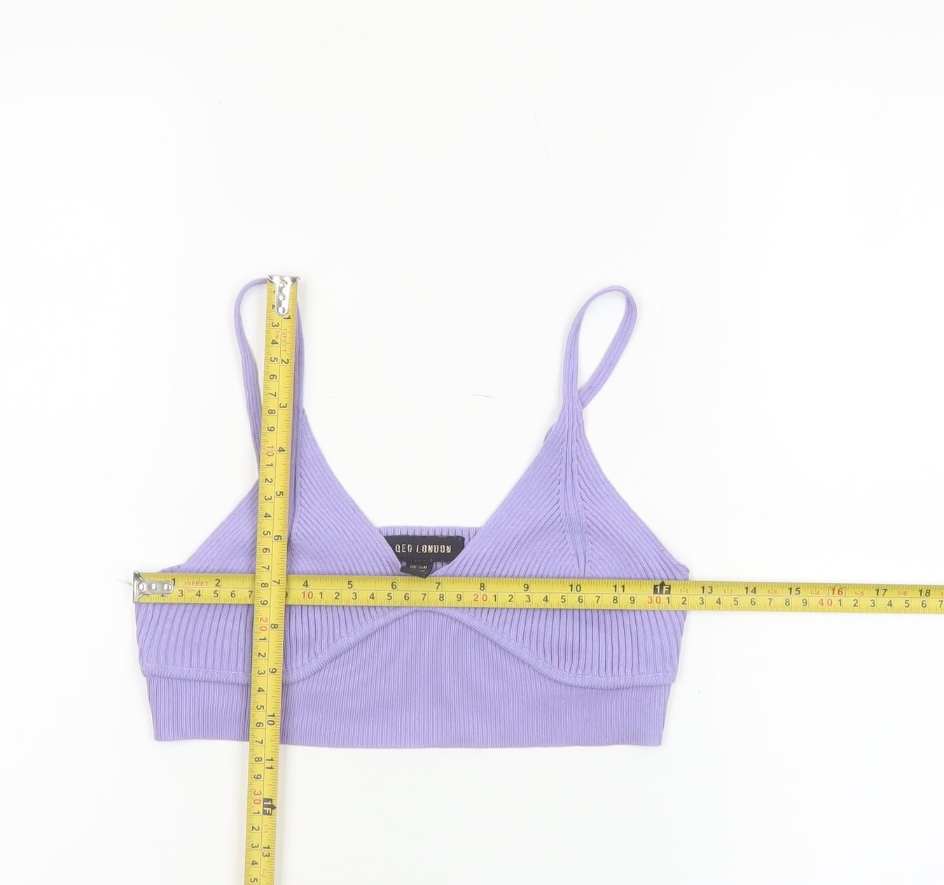 QED London Women's Purple Ribbed Knit Camisole Tank Top S