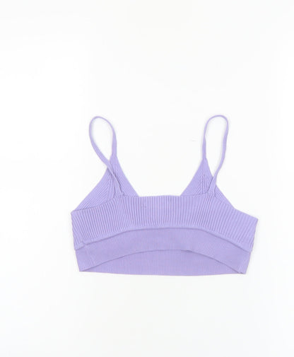 QED London Women's Purple Ribbed Knit Camisole Tank Top S