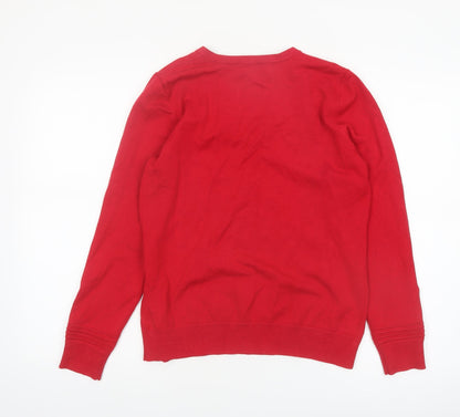 John Lewis Women Red Cotton Long Sleeve Jumper Size 14
