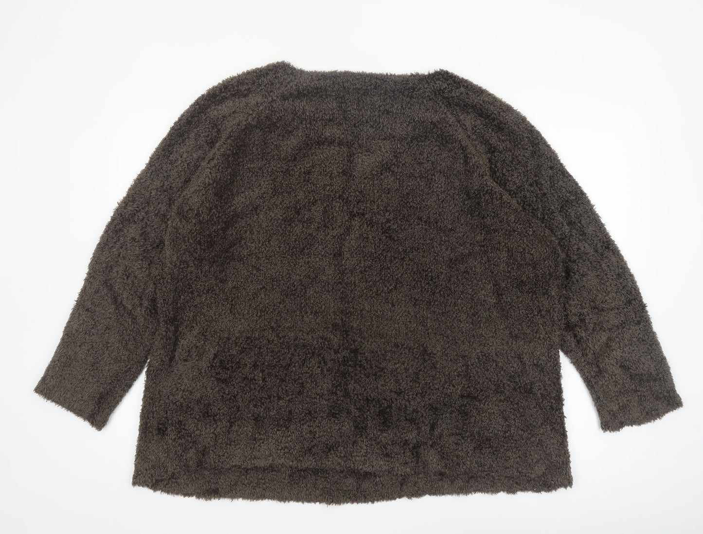 Evans Women Brown V-Neck Fuzzy Acrylic Jumper Size 22/24