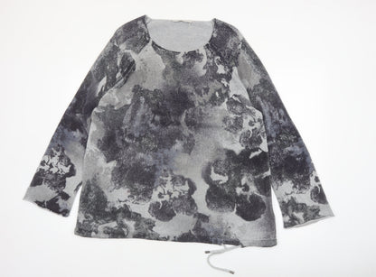 Monari Womens Grey Floral Beaded Pullover Jumper Size 16