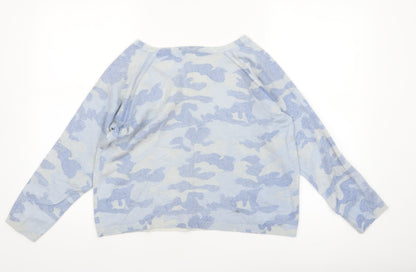 Hush Women’s Blue Camouflage Wool Blend V-Neck Jumper XL
