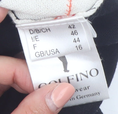 Golfino Womens Black Argyle Knit Cotton V-Neck Sleeveless Vest Size 16