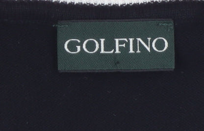 Golfino Womens Black Argyle Knit Cotton V-Neck Sleeveless Vest Size 16
