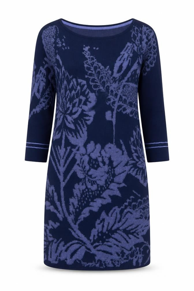 Monsoon Women Blue Floral Knit Shift Dress Size 8