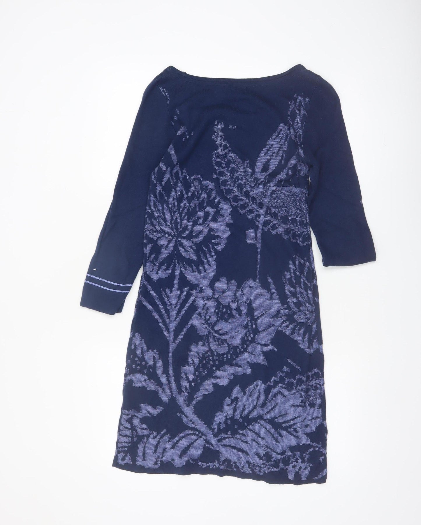 Monsoon Women Blue Floral Knit Shift Dress Size 8